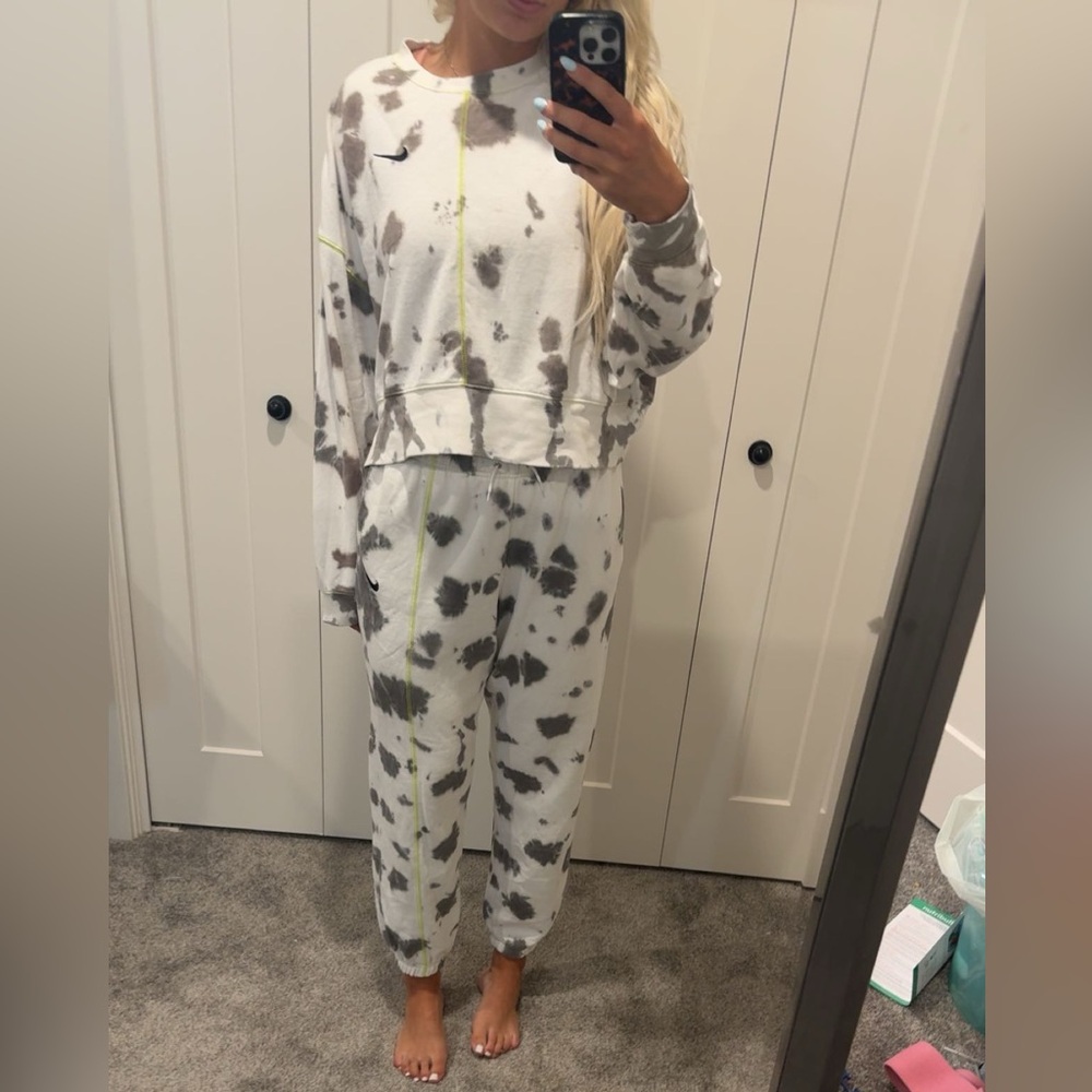 Nike Gray and White Tie-Dye Jumpsuit